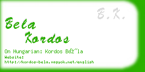 bela kordos business card